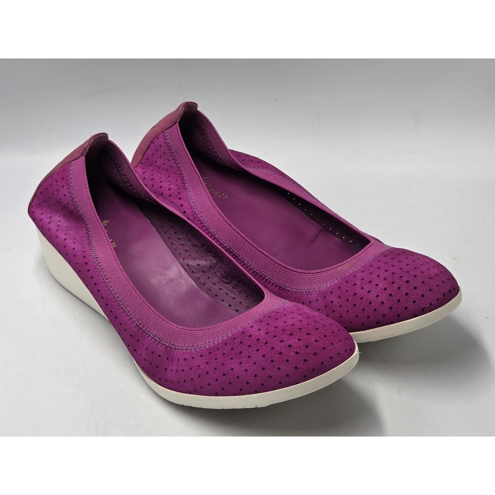 Cole Haan Gilmore 8.5B Perforated Suede Mary Jane Ballet Flats Violet